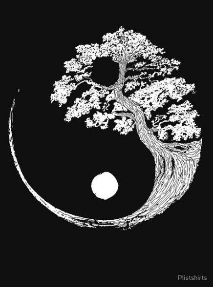 Yin Yang Tree of Life Ikigai Tattoo, Bonsai Tattoo, Bonsai Tree Tattoos, Tree Tattoo Men, Love Symbol Tattoos, Ying Yang Tattoo, Tree Tshirt, Yin Yang Designs, Yin Yang Art