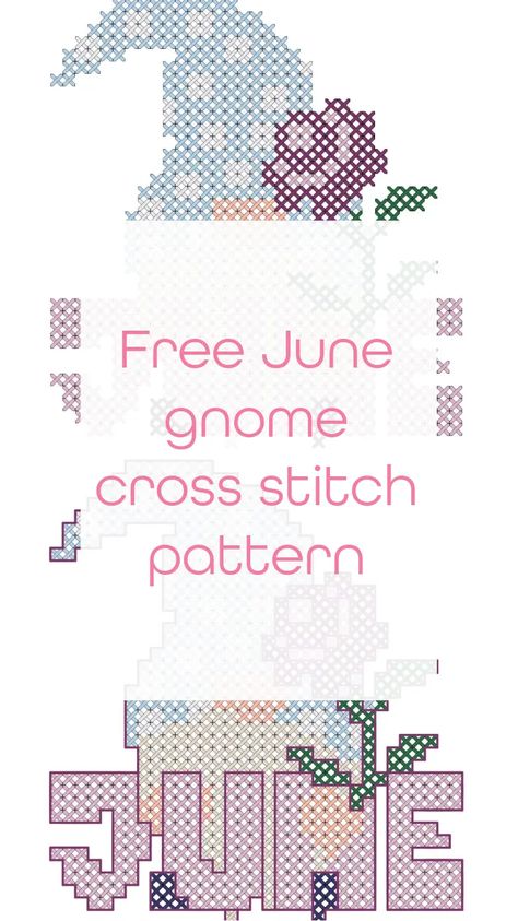 Free June gnome cross stitch pattern - Craft with Cartwright Camper Cross Stitch Pattern Free, Free Printable Gnome Cross Stitch Patterns, Cross Stitch Freebies Printables Pattern, June Gnome, Gnome Cross Stitch Pattern Free, Cross Stitch Freebies Free Downloads, Cross Stitch Patterns Free Printable Charts, Free Printable Cross Stitch Patterns, Free Cross Stitch Patterns To Download