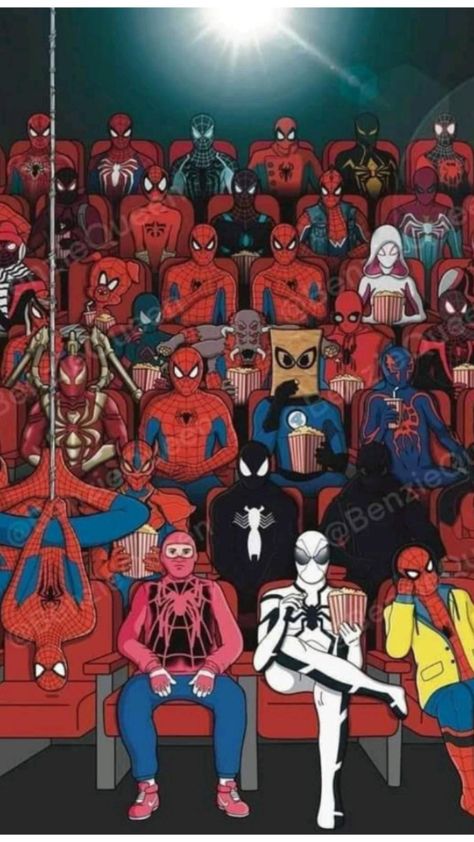 Supper Hero Drawing, All Spiderman Wallpaper, Spiderman Hoco Poster, Spiderman Matching Pfp For 3, Characters As Spiderman, Drawings Of Marvel Characters, All Spiderman Characters, Deadpool And Spiderman Wallpaper, Spiderman Aesthetic Comic