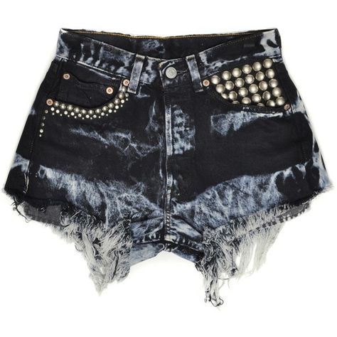 Streets Ahead | MIdnight Washed Vintage 501 High Rise Short Shorts with Silver Studded Detail (£80) found on Polyvore featuring shorts, bottoms, pants, short, highwaisted shorts, mini shorts, vintage shorts, high waisted hot pants and silver hot pants Vintage High Waisted Shorts, Micro Shorts, Vintage 501, Silver Shorts, Pants Short, Studded Shorts, Diy Shorts, Hot Short, Fashion Shorts