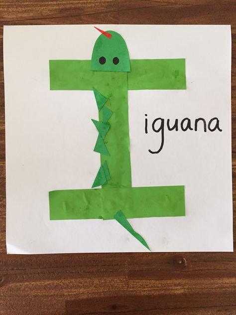 I for Iguana! Iguana Craft! I For Iguana Craft, Preschool Iguana Craft, Iguana Activities Preschool, Iguana Craft Preschool, Reptile Crafts Preschool, Letter I Craft For Preschoolers, Iguana Craft, Letter I Crafts, Reptile Crafts