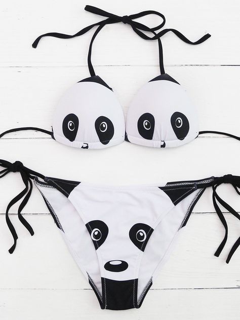 Shop Panda Pattern Side Tie Triangle Bikini Set online. SheIn offers Panda Pattern Side Tie Triangle Bikini Set & more to fit your fashionable needs. Panda Clothes, Panda Accessories, Panda Things, Panda Items, Panda Nursery, Panda Painting, Panda Pattern, Panda Gifts, Panda Tshirt