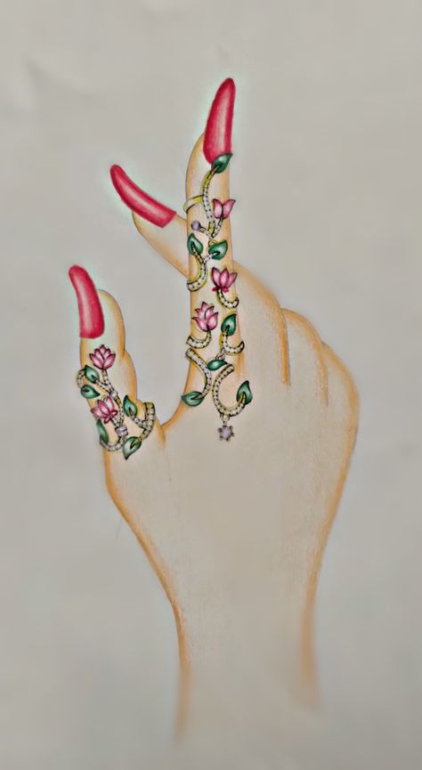 Hand With Jewelry Drawing, Jwellery Designing Drawing, Mehndi Shoot, Jewellery Drawing, Accessories Design Sketch, Necklace Drawing, Spiral Jewelry, Fashion Illustration Collage, Art Jewelry Design