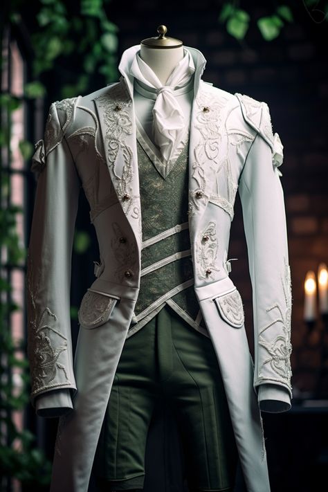 Man In White Suit Aesthetic, Yule Ball Male Outfit, Fairytale Wedding Suit Men, Wedding Suits Men Aesthetic, Male Fairytale Outfit, Elven Wedding Suit Men, Fairy Fashion Men, Male Royal Outfits, Wonderland Outfits Ideas Male