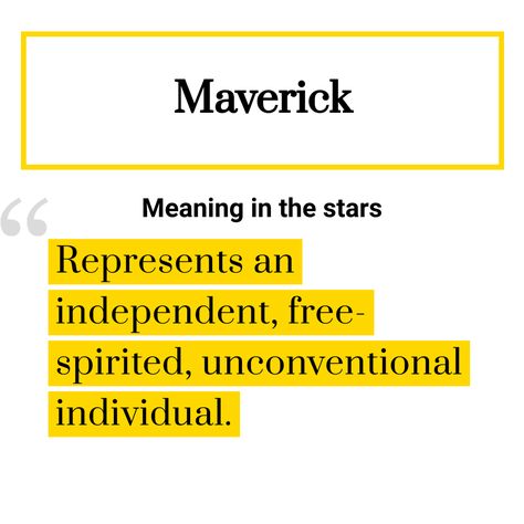 Meaning of the name Maverick Maverick Name, Name Aesthetic, With Meaning, Names With Meaning, Meant To Be