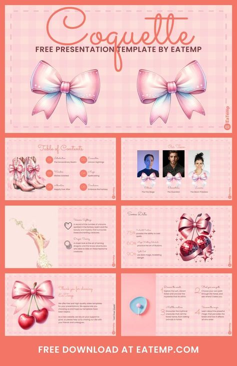 Coquette 13 Coquette Powerpoint, Coquette Presentation, Powerpoint Ideas, Outfit Matching, Google Slides Theme, Project Presentation, Club Outfit, Art Society, Slide Template