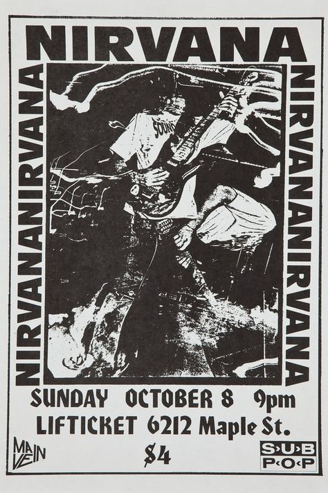 Nirvana Concert Poster, Pulp Fiction Poster, Desenio Posters, Nirvana Poster, Grafika Vintage, Sejarah Kuno, Collage Mural, Collage Des Photos, Punk Poster