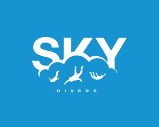 Sky Divers - NEGATIVE SPACE LOGO Tumblr, Logos, Sky Logo Design Ideas, Sky Branding, Sky Logo Design, Travel Logo Ideas, Logo Negative Space, Diving Logo, Logo Voyage