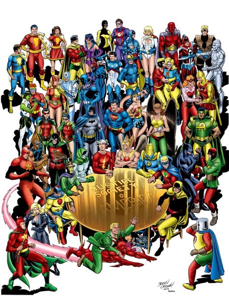 Jerry Ordway Justice Society (JSA) and Infinity Inc Colored! Comic Art Comics, Dc Comics, Comic Art, Shazam Family, Infinity Inc, Comic Art Fans, Justice Society, Justice Society Of America, Fair Play
