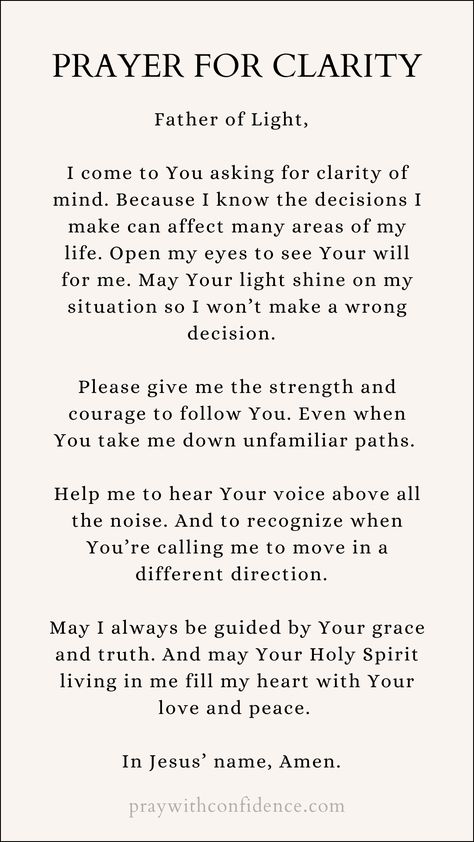 Prayer for Clarity: 13 Powerful Prayers For Guidance and Peace Prayers For Feeling Left Out, Prayer Quotes For Healing, Prayers For Answers, Prayers For Uncertainty, Beautiful Prayers For Women, Prayer For Contentment, Prayers For Self Healing, Prayers For Catholics, Prayers For Confusion