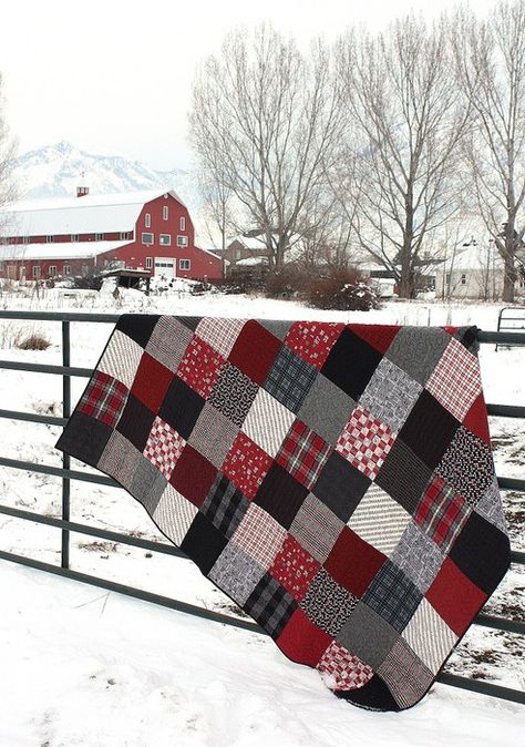 black and red flannel patchwork quilt Backing A Quilt With Flannel, Flannel Quilts, Plaid Quilt, Red Plaid Flannel, Cozy Quilts, Red Quilts, Red Flannel, Patchwork Quilting, Christmas Quilts