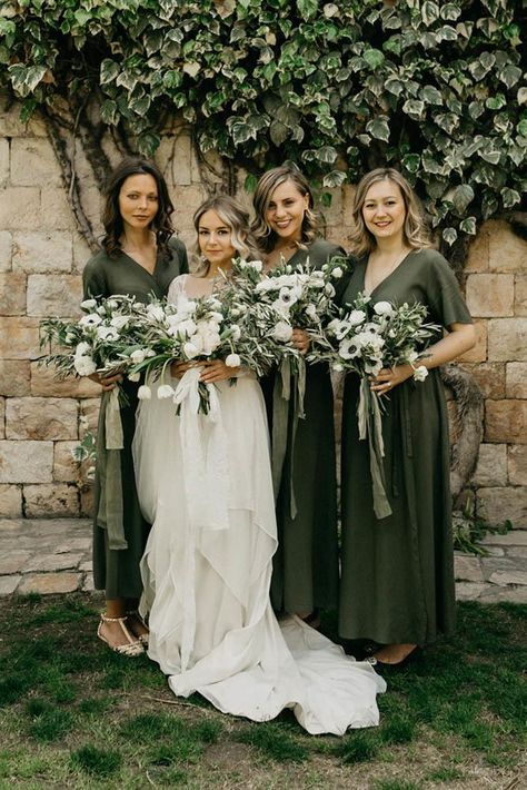 Olive Green Bridesmaid, Bridesmaid Dresses Ankle Length, Olive Bridesmaid Dresses, Olive Green Bridesmaid Dresses, Olive Green Weddings, Olive Wedding, Best Wedding Colors, Bridesmaid Dresses Uk, Green Wedding Dresses