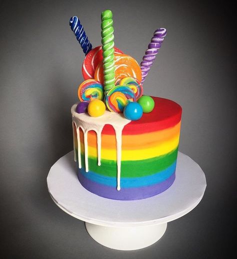 Rainbow Color Cake, Rainbow Colored Cake, Rainbow Birthday Party Cake, Rainbow Cake Decorating Ideas, Gökkuşaği Pasta, Rainbow Cupcake, Candy Birthday Cakes, Rainbow Birthday Cake, Bowl Cake