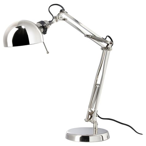 FORSÅ Work lamp with LED bulb, nickel plated - IKEA Forsa Lamp, Ikea Forsa, Ikea Desk Lamp, Lamp Ikea, Anglepoise Lamp, Desk Lamp Office, Retro Lampe, Work Lamp, Ikea Store