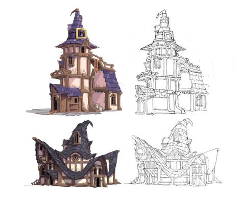 ArtStation - Witch House, Gary Vanaka Fantasy Home Concept Art, House Concept Art Interior, Fantasy House Concept Art, Fantasy House Art, Witch House Interior, Concept Art Interior, Fantasy House Concept, House Concept Art, Medieval Witch