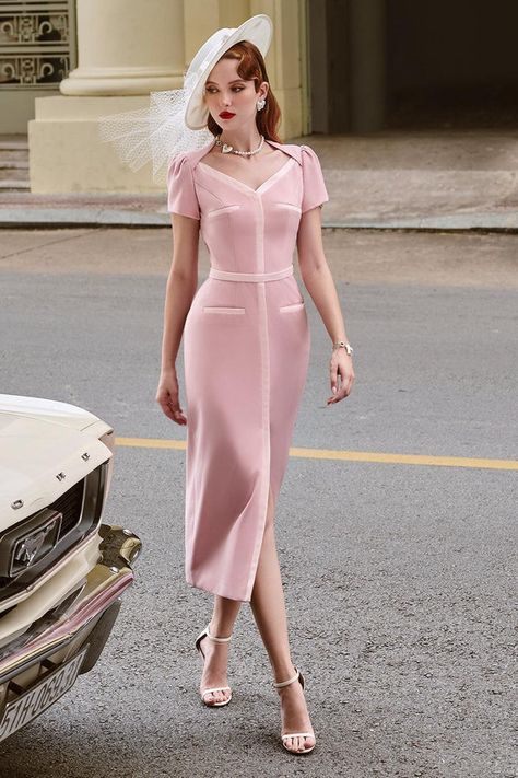 1950s Hollywood Fashion, Elegant Dresses Classy Vintage, Big Bow Dress, Glamour Outfit, Mean Blvd, Elegant Midi Dresses, Women Dresses Classy, Elegant Dresses Classy, Elegant Dresses For Women
