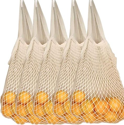 5 Pack Reusable Grocery Bags - 100% Cotton Mesh Produce Bags with Long Handle, Organic Washable Shopping String Net Tote Bag, Ivory, Large : Amazon.ca: Home Mesh Produce Bags, Reusable Produce Bags, Mesh Laundry Bags, Grocery Bags, Produce Bags, Net Bag, Glass Straws, Reusable Shopping Bags, Reusable Grocery Bags