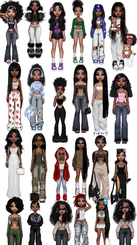 Y2k Baddie Outfits, Y2k Baddie Aesthetic, Decades Fashion, Bratz Doll Outfits, Cute Lockscreens, Black Couple Art, Fashion Gal, Bratz Inspired Outfits, Doll Aesthetic