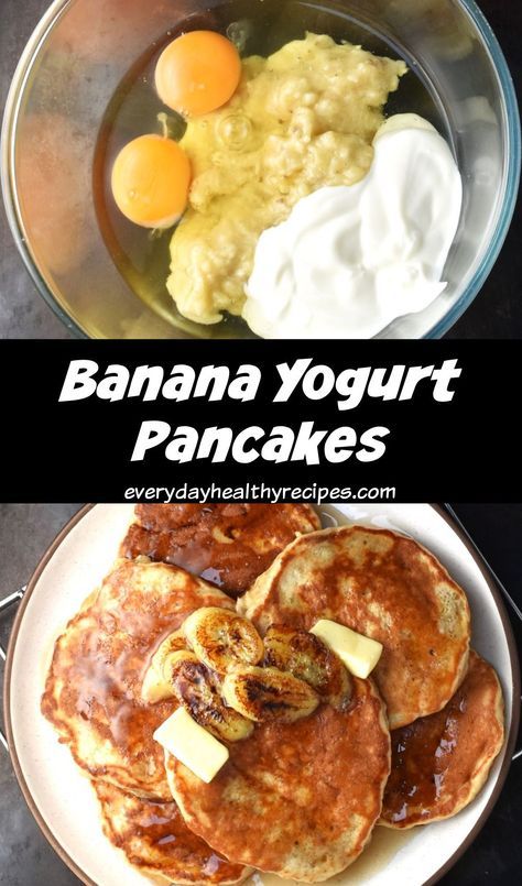 Banana pancakes with yogurt are light, airy and full of banana flavour. They are made using whole wheat flour and do not contain any milk. Healthy, simple to make and delicious, these banana yogurt pancakes taste great the next day, too! #bananapancakes #healthypancakes #yogurtpancakes #wholegrainpancakes #everydayhealthyrecipes Banana Oatmeal Yogurt Pancakes, Healthy Pancakes No Flour, Healthy Protein Banana Pancakes, Thermomix, Essen, Maastricht, Pancakes Made From Bananas, Breakfast With Bananas Healthy, We Banana Pancakes