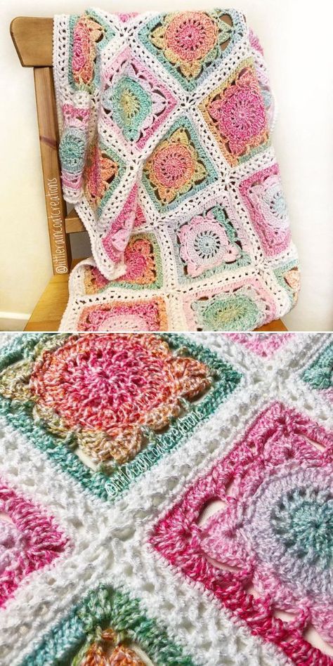 Pastel, Granny Squares Heart Patterns, 2 Color Crochet Afghan Patterns Free, Willow Granny Square Blanket, Woodland Granny Square, Granny Square Blanket Inspiration, Willow Square Blanket, Willow Square Crochet Pattern Free, Crochet Willow Squares