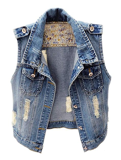 Kedera Womens Casual Sleeveless Denim Jean Cropped Vest Jacket at Amazon Women's Coats Shop Summer Waistcoat, Women Denim Jacket, Hip Hop Girl, Womens Denim Vest, Striped Knitted Sweater, Short Vest, Casual Vest, Jacket Vest, Vintage Cardigan