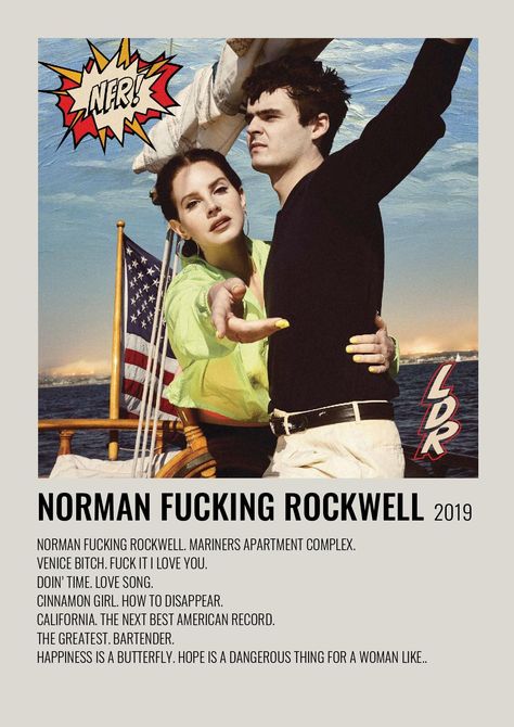 Alternative Minimalist Music Album Poster - Norman F*cking Rockwell by Lana Del Rey #music #posters | all posters made by me :). inspired by many others xx Norman Rockwell Poster, Room Decor Trendy, Lana Del Rey Music, Trendy Posters, Lana Del Rey Albums, Wall Art Preppy, Minimalist Music, Art Preppy, Music Poster Ideas