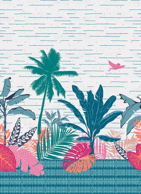 Tropical Print on Behance Tropical Moodboard, Pomegranate Vector, Textile Pattern Design Fashion, Tropical Prints Pattern, Jungle Prints, Tropical Motifs, Egyptian Civilization, Tropical Fabric Prints, Beach Prints