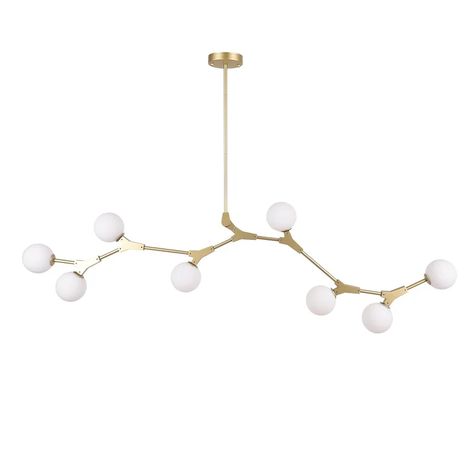 Everly Quinn Litzzy 8 - Light Kitchen Island Fixture Shape Pendant & Reviews | Wayfair Lighted Branches, Branch Chandelier, Kitchen Island Linear Pendant, Light Kitchen Island, Glass Globes, Light Kitchen, Island Pendants, Metal Chandelier, Linear Pendant