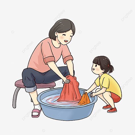mother's day,mother,mom,mother daughter,parent-child,girl,wash clothes,labor,warm,filial piety Washing Clothes Drawing, بر الوالدين, Hand Washing Poster, Kids Graphic Design, Filial Piety, Kids Activities At Home, Clothes Clips, Abc Flashcards, Mother Images