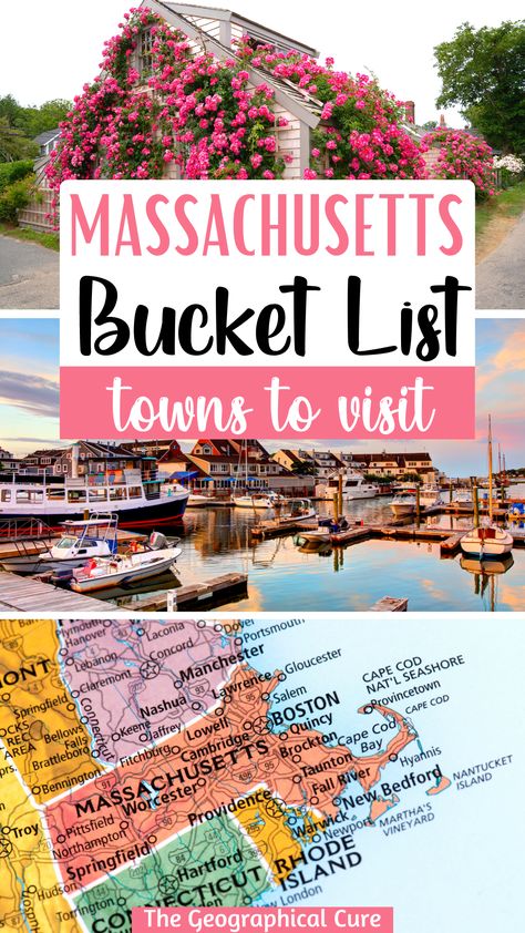 Pinterest pin for places to visit in Massachusetts Massachusetts Day Trips, Cool Places In Massachusetts, Places To See In Massachusetts, Best Beaches In Massachusetts, Trip To Massachusetts, Places To Visit In Boston Ma, New England Massachusetts, North Hampton Massachusetts, South Lee Massachusetts