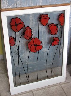 **I actually did this today on an old six pane window! ** -Krista Decorated Windows, Window Paintings, Painting On Glass Windows, Stained Glass Wall Art, Glass Painting Patterns, Window Crafts, Glass Painting Designs, Stained Glass Flowers, Stained Glass Diy