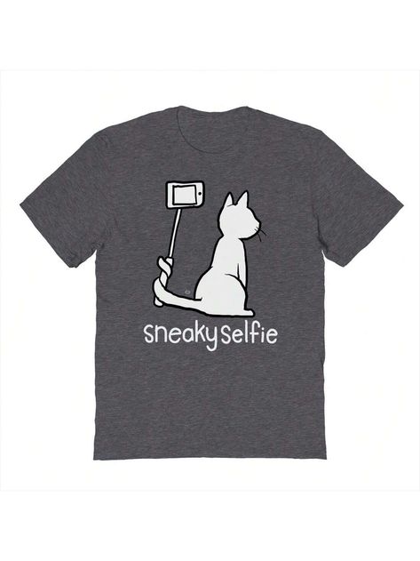 COMFY & COOL: Haywood & Main offers graphic shirts made of materials that are comfortable, and easy to care for. Whether you're looking for a funny, inspirational, or pop-culture-inspired graphic shirt, we've got you covered.Haywood & Main Sneaky Selfie Cats Unisex Graphic Cotton Short-Sleeve T-Shirt Grey Casual  Short Sleeve Cotton Cartoon,Figure,Letter  Medium Stretch  Men Clothing, size features are:Bust: ,Length: ,Sleeve Length: Cotton Shorts, Sleeve Cotton, Selfies, Mens Outfits, Short Sleeve, Collar, Mens Tshirts, Mens Tops, T Shirt