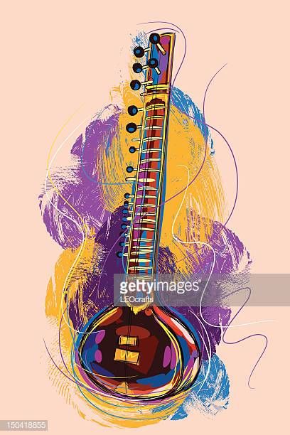 Colorful Sitar Sitar Instrument, Indian Instruments, Hindustani Classical Music, Musical Instruments Drawing, Indian Musical Instruments, Illustration Colorful, Instruments Art, Indian Classical Music, Embroidery Hoop Wall Art
