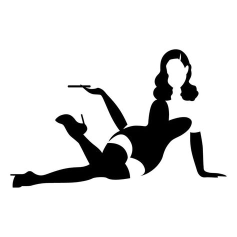 sexy pinup girl silhouette stencil Object To Draw, Rp Overlay, Jennie Details, Transférer Des Photos, Silhouette Logo, Siluete Umane, Make 10, Black And White Art Drawing, Girl Silhouette