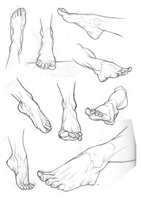 Character Design Collection: Feet Anatomy Drawing Faces, Watercolour Tips, Drawing Hands, Feet Drawing, Art Du Croquis, Výtvarné Reference, Siluete Umane, Watercolor Tips, Anatomy Sketches