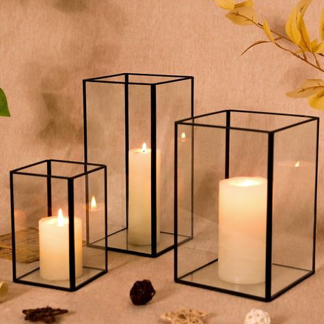 Large Candle Holders Decor, Dining Room Ideas Black, Black Dining Room Walls, Dark Dining Room Ideas, Modern Black Dining Room, Black Dining Room Decor, Room Color Design, Square Candle Holders, Dining Room Colour Schemes