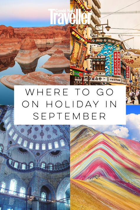 25 destinations to head to in September when the lazy, hazy days of summer in the UK are over but there's plenty of sunshine to be found elsewhere for a final boost of D vitamins. Where To Travel In September, September Travel Destinations, September Vacation Ideas, Holiday Destinations Bucket Lists, September Holiday, Europe In September, Holidays In September, September Travel, September Holidays