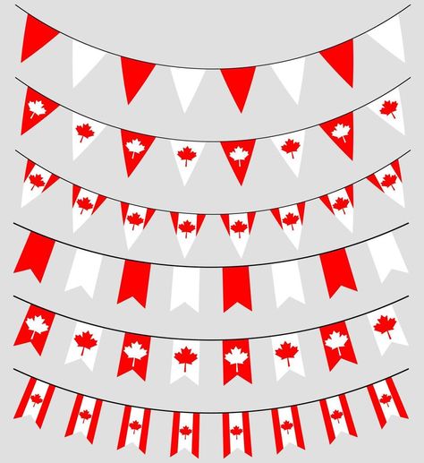 Canada decoration garland set in traditional colors. Garland of national canadian flags. Symbol of Canada. Canada Day, Canada Flag Art, Canadian Decorations, Canada Day Decorations, Canadian Decor, Canada Decor, Kindergarten Ideas, Canadian Flag, Vector Shapes