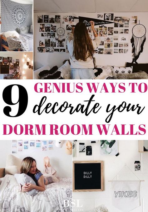 This has SO many dorm room decor ideas that I want to copy! Seriously the best ideas on dorm room wall decor I have ever seen! #dorm-room-wall-decor-diy Organisation, Dorm Room Decor Ideas, Hostel Room, Dorm Room Wall Decor, Dorm Diy, Dorm Room Diy, Dorm Room Walls, Dorm Wall Decor, Girls Dorm Room