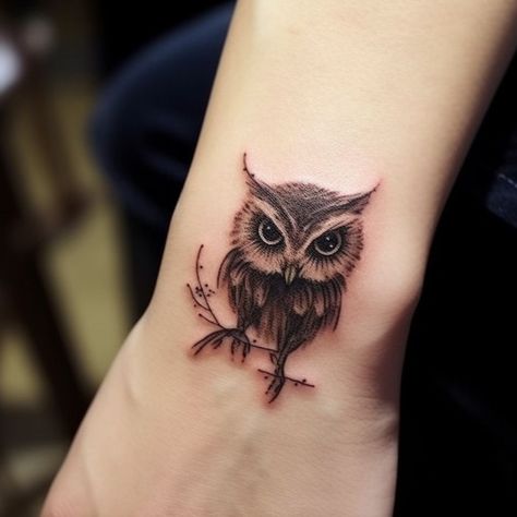 Owl Tattoo Design Ideas | Embody the mysteries of the night with this captivating moonlit owl tattoo Tiny Owl Tattoo, Owl Tattoo Back, White Owl Tattoo, Simple Owl Tattoo, Owl Eye Tattoo, Barn Owl Tattoo, Realistic Owl Tattoo, Owl Tattoo Small, Tattoos For Dad Memorial