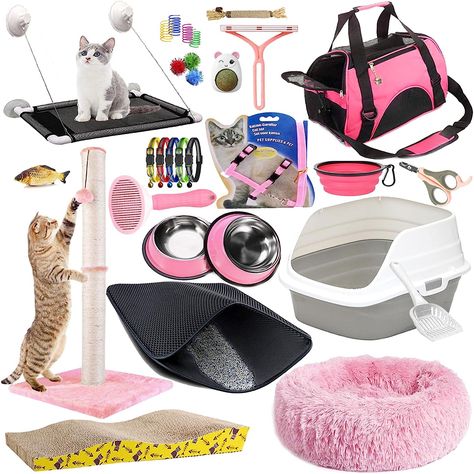 SAVE TIME - This suite of new cats and kittens is perfect for those just getting into owning a cat. There's no need to spend lots of time sifting through dozens of pages of products; we've already selected good and necessary products for you and your cat. Our kitten kits for new owners have all the essentials and tools every new cat needs New Cat Essentials, Cat Needs List, Kitten Must Haves, Kitten Set Up, Cat Must Haves, Cat Necessities, Kitten Stuff, Cute Cat Stuff, Cute Cat Accessories