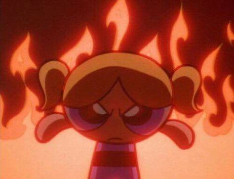 Angry/Pissed Off Bubbles Fire Girl Aesthetic, Stubborn Aesthetic, Fire Cartoon, Powerpuff Kızları, Foto Muro Collage, Cartoon Meme, Vintage Cartoons, Desen Anime, Cartoon Profile Pictures