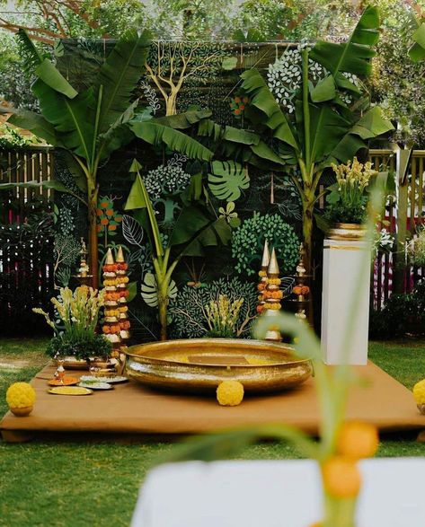 DIY Your Haldi Decor With This One Viral Item Haldi Decoration Ideas, Haldi Ceremony Decorations, Ceremony Outfit, Haldi Decor, Mehendi Decor Ideas, Haldi Function, Wedding Background Decoration, Wedding Entrance Decor, Wedding Planning Decor