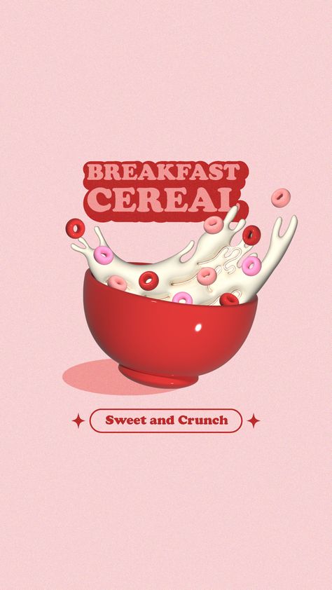 3d cereal poster Cereal Drawing Illustration, Cereal Poster Design, Bowl Of Cereal Drawing, Cereal Logo Design, Cereal Bowl Illustration, Cereal Graphic Design, Cereals Drawing, Cereal Wallpapers, Cereal Bowl Art