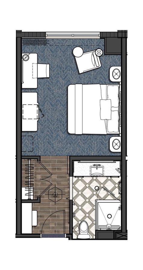 Hotel Room Plan, Hotel Room Design Plan, Small Hotel Room, Hotel Floor Plan, Coffee Stations, Hotel Floor, Hotel Plan, Hotel Room Design, Apartment Floor Plans