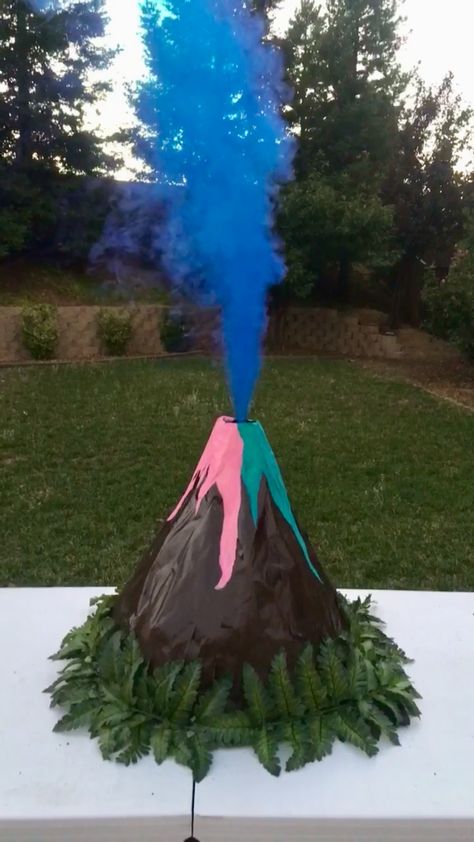 Volcano Gender Reveal Diy, Fun Unique Gender Reveals, Gender Revelation Decoration, Dino Themed Gender Reveal, Stitch Themed Gender Reveal, Gender Reveal Hawaiian Theme, Gender Reveal Ideas Lilo And Stitch, Hawaiian Gender Reveal Party, Cool Gender Reveal Ideas Creative