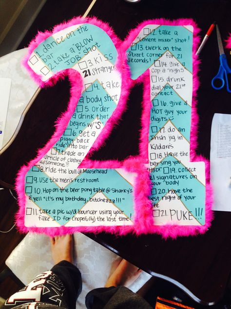 Sabrina's 21st Birthday Sign/checklist! #21 #birthday 21 Birthday Necklace Sign, 21 Birthday Sign Ideas, 21sr Birthday Ideas, 21st Birthday Sign Ideas, Sign Night 21st Birthday, 21st Birthday List, 21st Birthday Signs Checklist, Birthday Checklist, 21 Sign