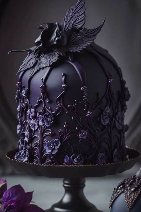 Goth Cake, Gothic Birthday Cakes, Goth Cakes, Gothic Wedding Cake, Black Cakes, Scary Cakes, Gothic Cake, Witch Cake, Bolo Halloween