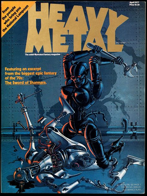 April 1977, vol.1, #1 - First Issue Heavy Metal Illustration, Heavy Metal Magazine, Metal Illustration, Heavy Metal Comic, Electric Wizard, Arte Heavy Metal, Robert E Howard, Bill Ward, Heavy Metal Art