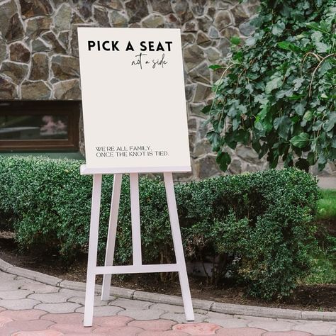 A personal favourite - the “Pick A Seat, Not A Side” wedding ceremony sign, displayed here in a modern aesthetic…. Now available on our website! 🫶✨ #weddingsignage #pickaseatnotaside #weddingceremony #weddingsigns #weddinginspo Wedding Welcome Boards, Welcome Wedding Sign Entrance, Entrance Board, Ceremony Signage, Wedding Reception Signage, Wedding Welcome Board, Reception Signage, Modern Wedding Ceremony, Pick A Seat